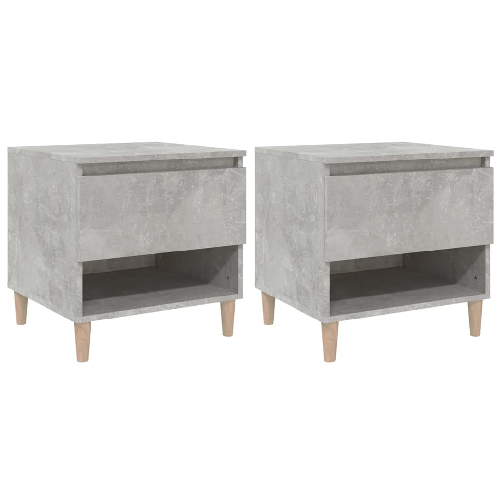 Nachtkastjes 2 St 50X46X50 Cm Bewerkt Hout Betongrijs