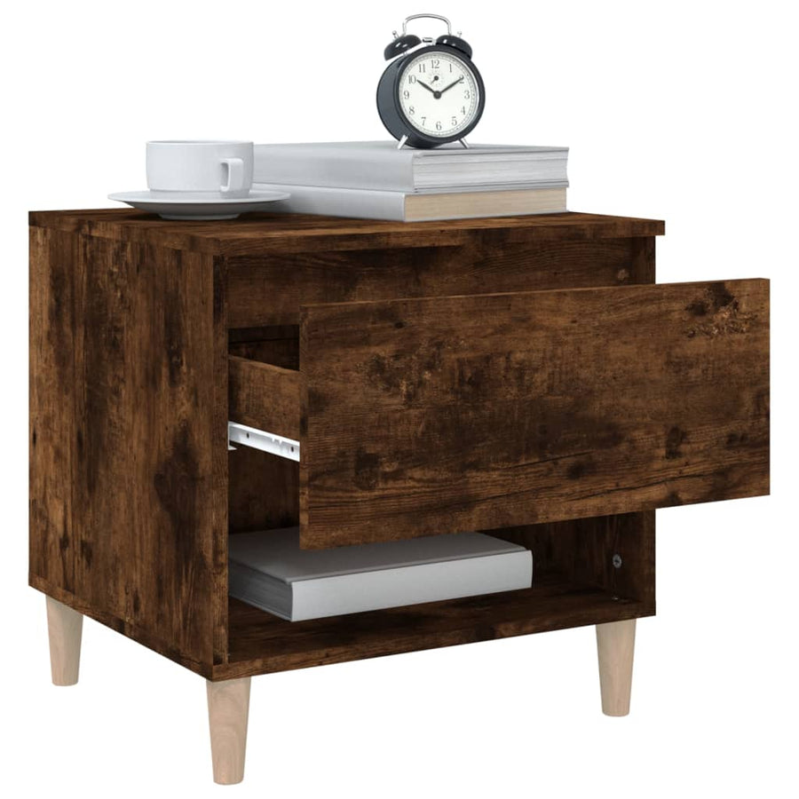 Nachtkastje 50X46X50 Cm Bewerkt Hout Gerookt Eikenkleurig