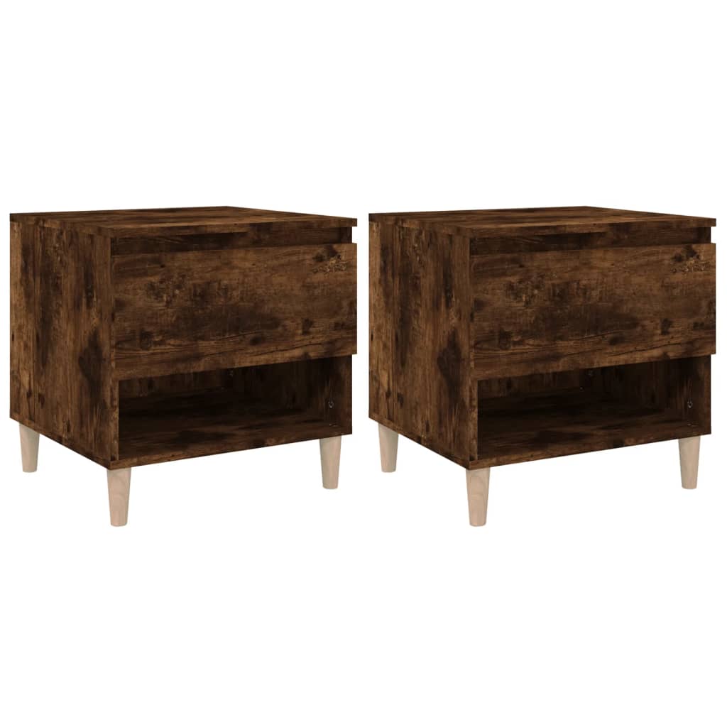 Nachtkastjes 2 St 50X46X50 Cm Bewerkt Hout Gerookt Eikenkleurig