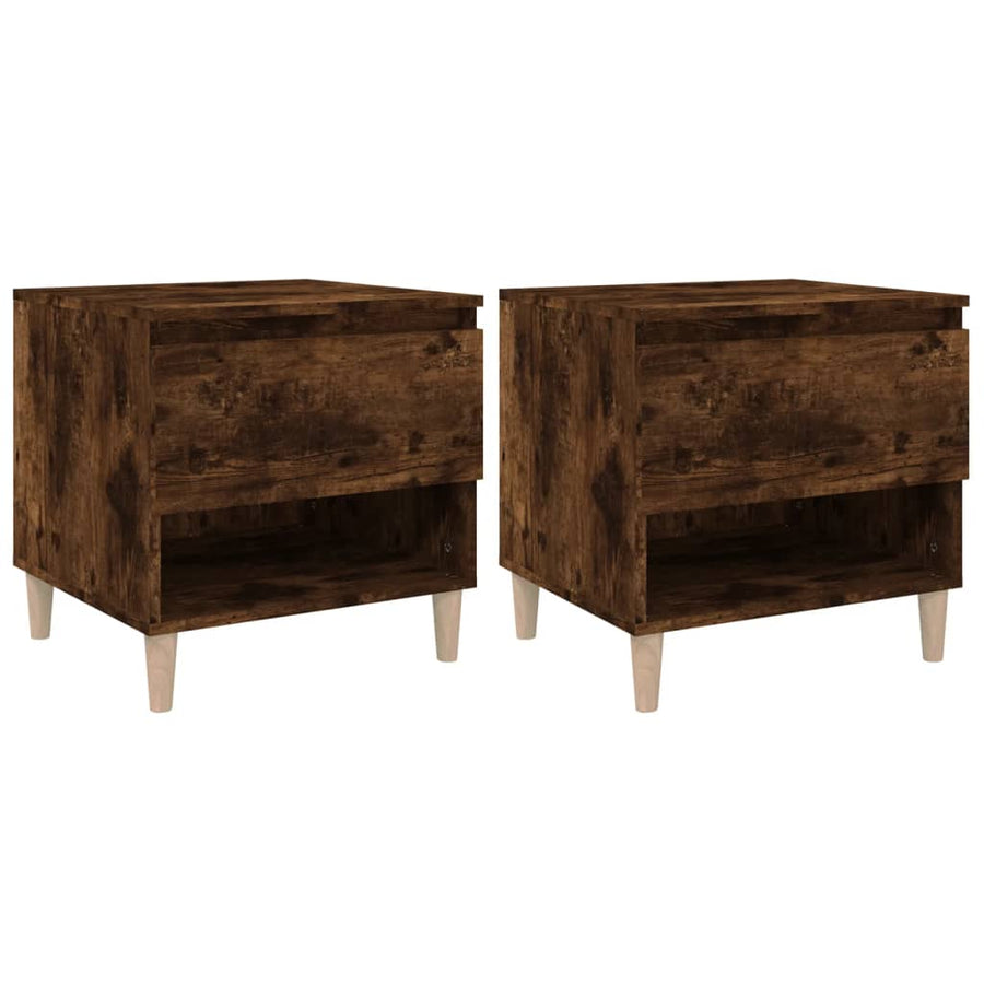Nachtkastjes 2 St 50X46X50 Cm Bewerkt Hout Gerookt Eikenkleurig