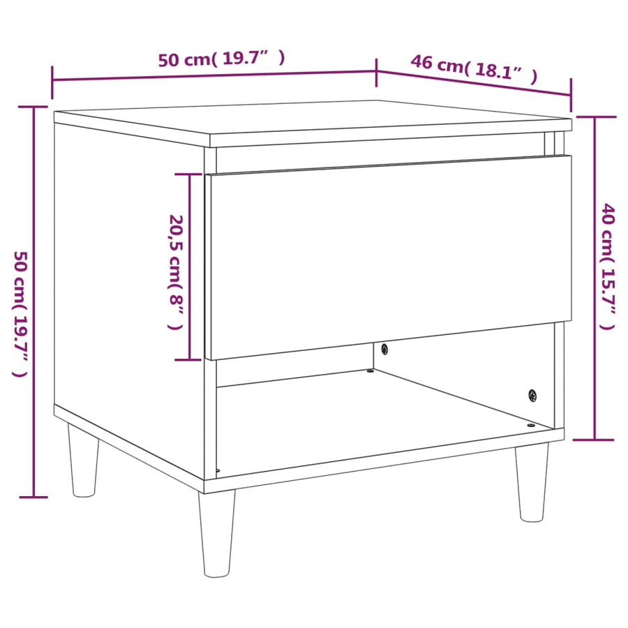 Nachtkastjes 2 St 50X46X50 Cm Bewerkt Hout Gerookt Eikenkleurig