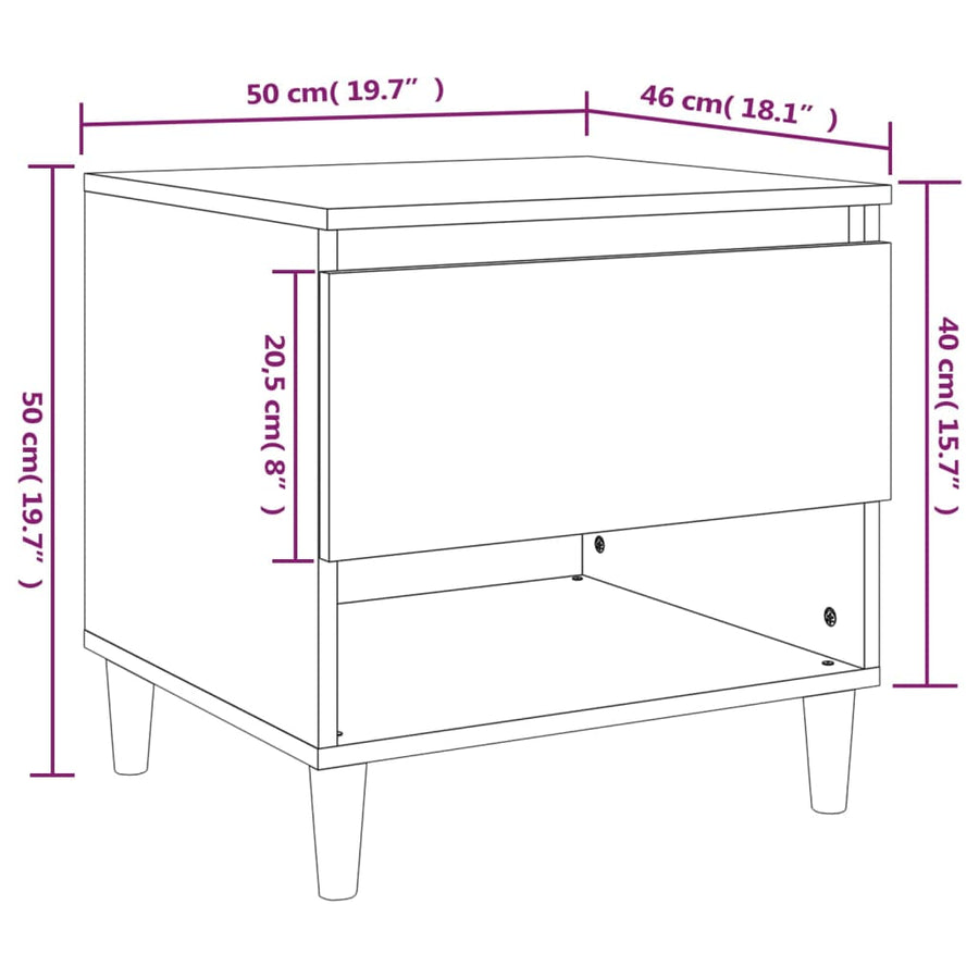 Nachtkastjes 2 St 50X46X50 Cm Bewerkt Hout Grijs Sonoma Eiken