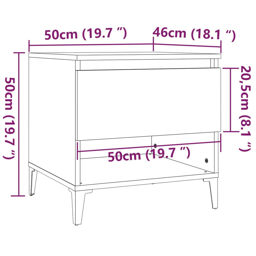 Bijzettafel 50X46X50 Cm Bewerkt Hout Betongrijs