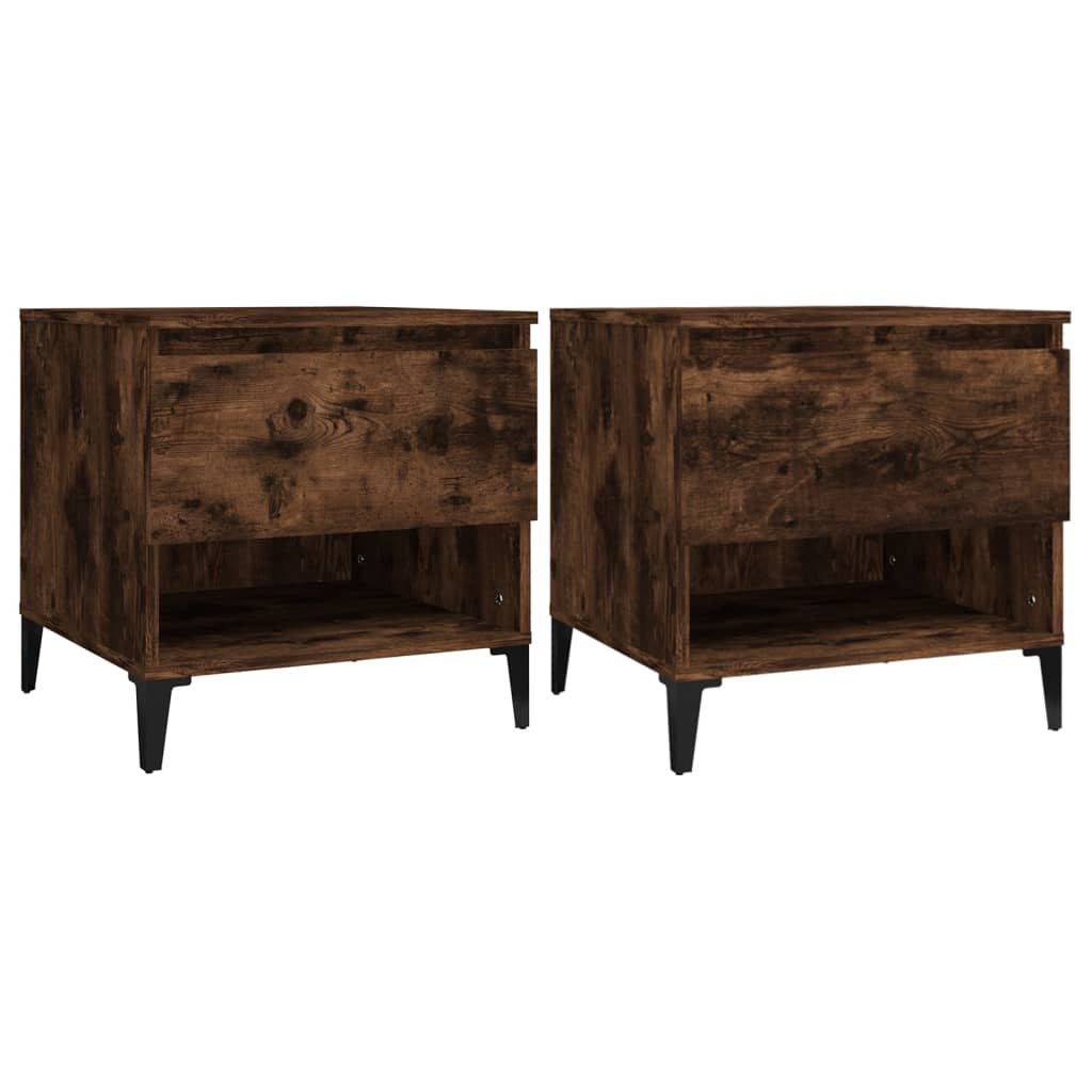 Bijzettafels 2 St 50X46X50 Cm Bewerkt Hout Gerookt Eikenkleurig