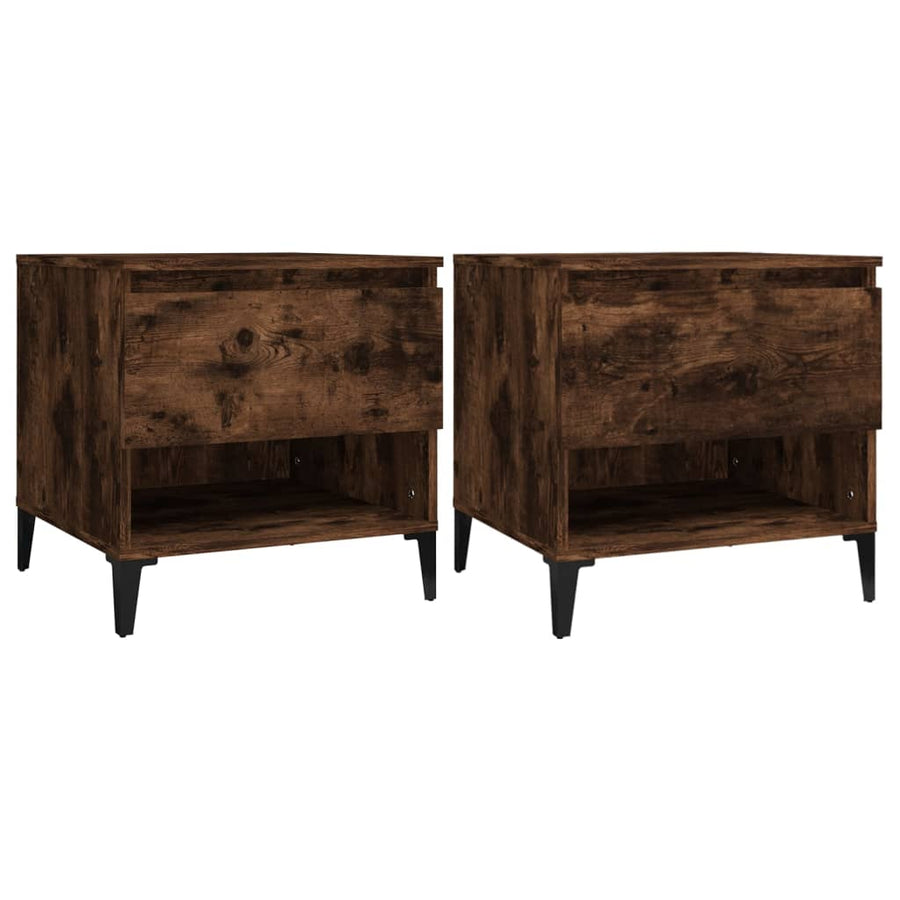 Bijzettafels 2 St 50X46X50 Cm Bewerkt Hout Gerookt Eikenkleurig