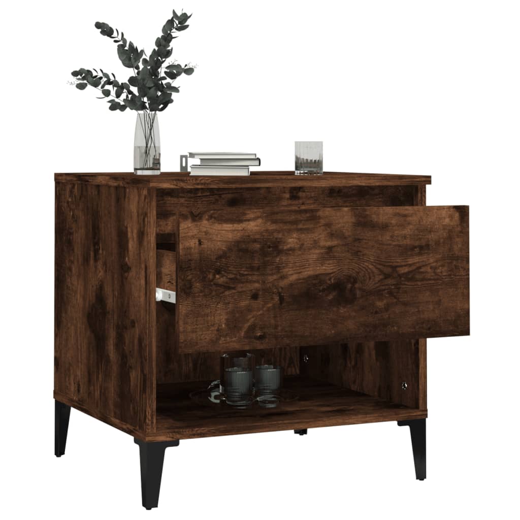Bijzettafels 2 St 50X46X50 Cm Bewerkt Hout Gerookt Eikenkleurig