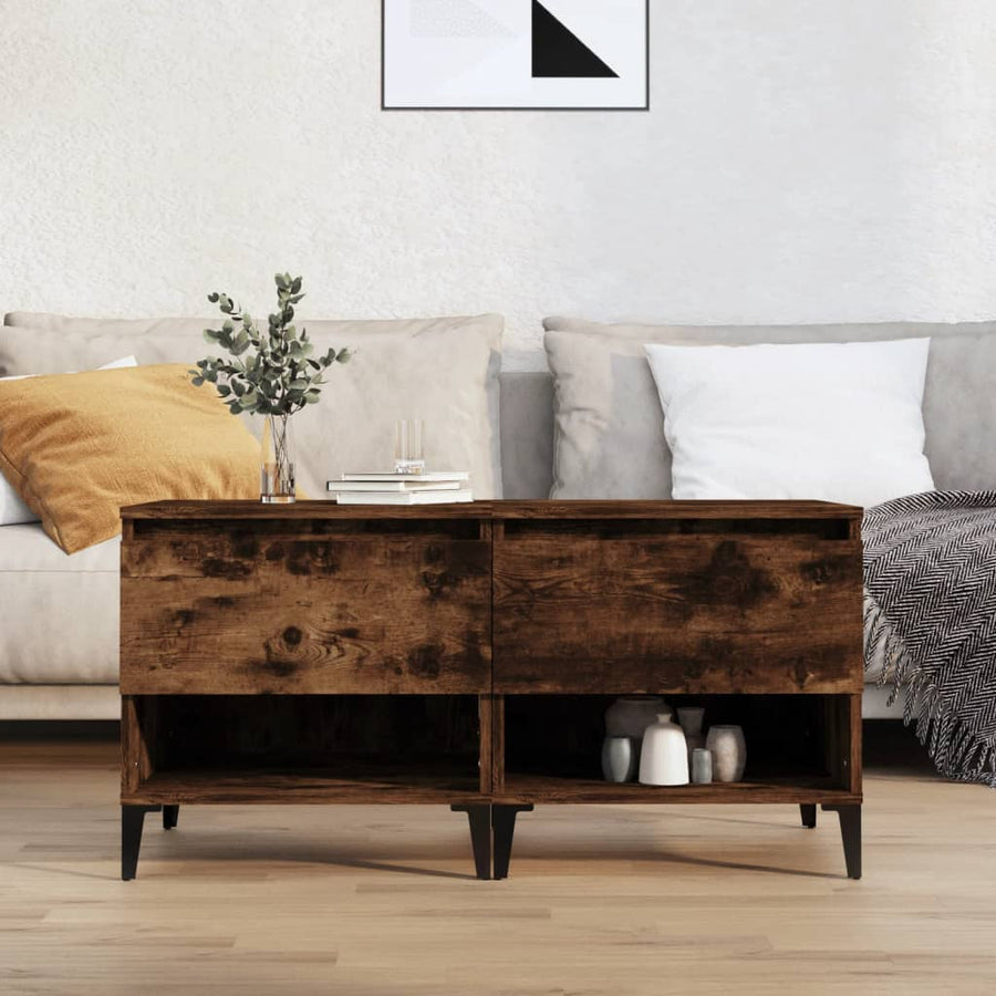 Bijzettafels 2 St 50X46X50 Cm Bewerkt Hout Gerookt Eikenkleurig