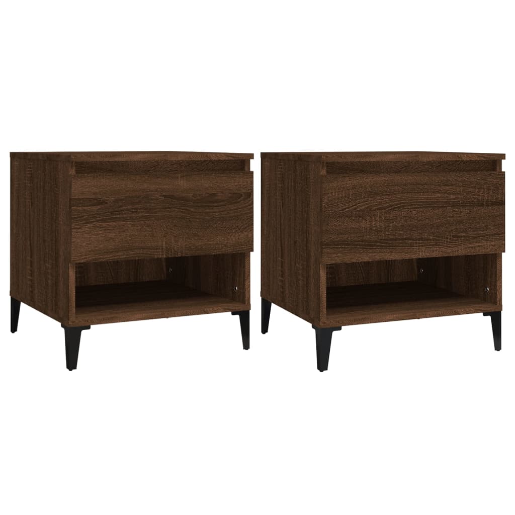 Bijzettafels 2 St 50X46X50 Cm Bewerkt Hout Bruin Eikenkleur