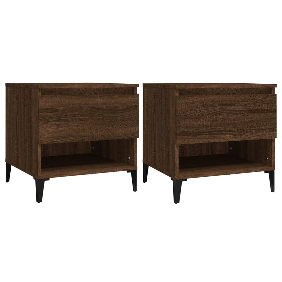 Bijzettafels 2 St 50X46X50 Cm Bewerkt Hout Bruin Eikenkleur