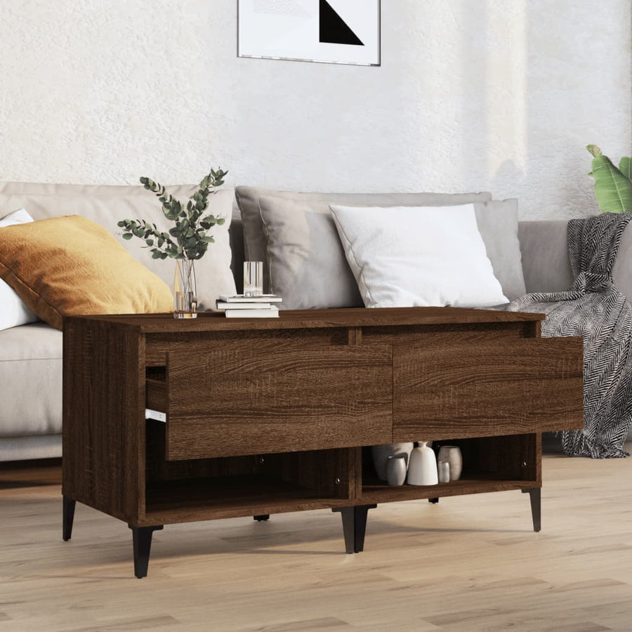 Bijzettafels 2 St 50X46X50 Cm Bewerkt Hout Bruin Eikenkleur