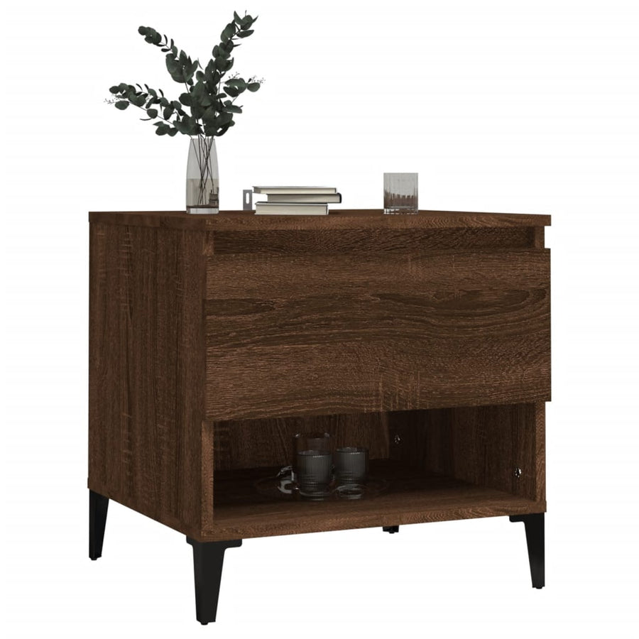Bijzettafels 2 St 50X46X50 Cm Bewerkt Hout Bruin Eikenkleur