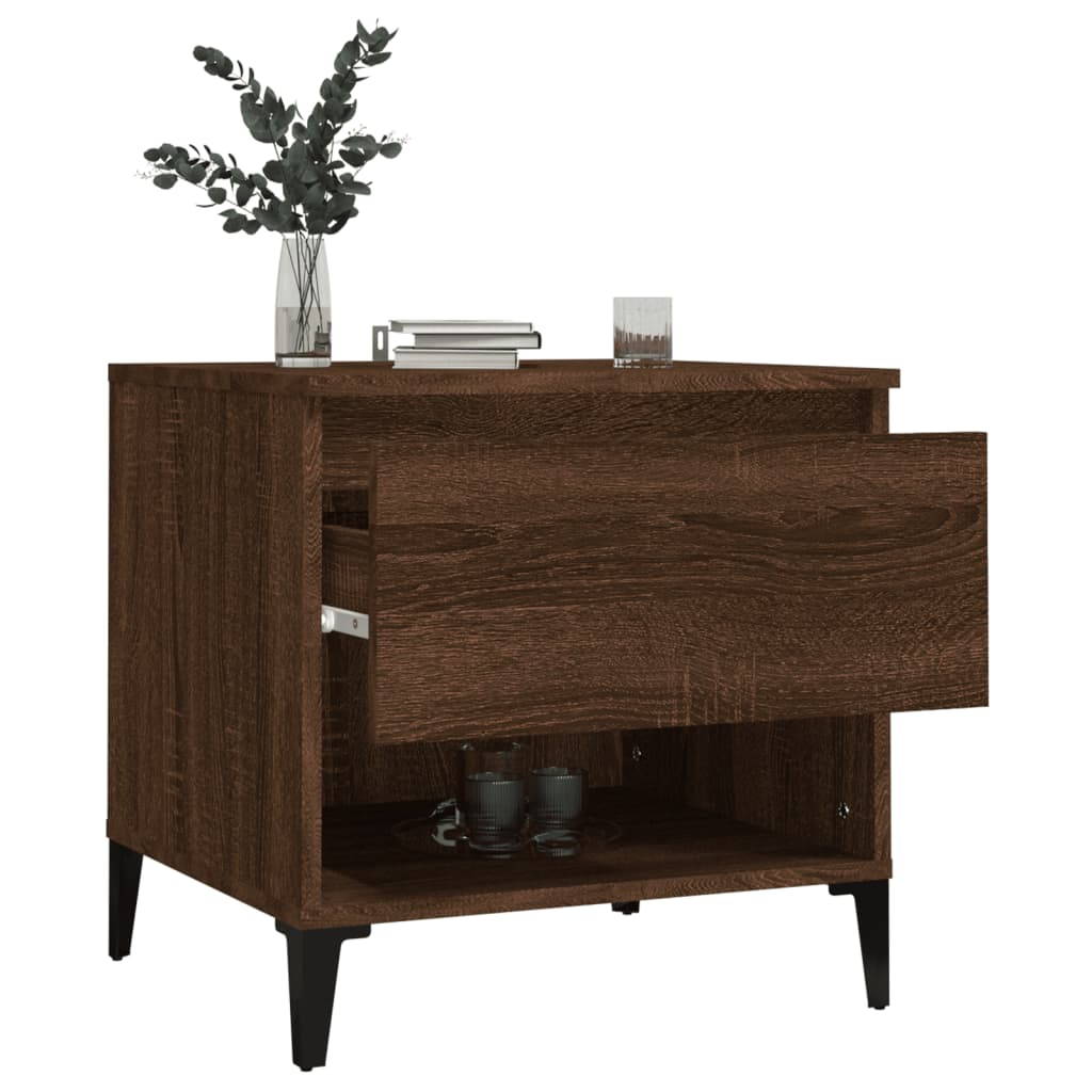 Bijzettafels 2 St 50X46X50 Cm Bewerkt Hout Bruin Eikenkleur
