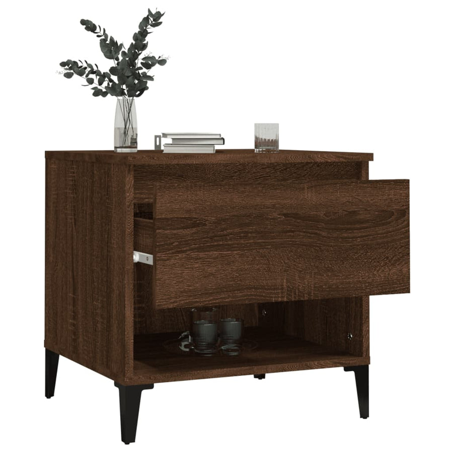 Bijzettafels 2 St 50X46X50 Cm Bewerkt Hout Bruin Eikenkleur