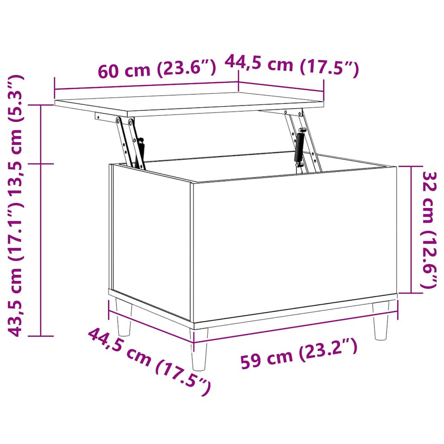 Salontafel 60X44,5X45 Cm Bewerkt Hout 60 x 44.5 x 45 cm Wit