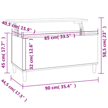 Salontafel 90x44,5x45 cm bewerkt hout wit