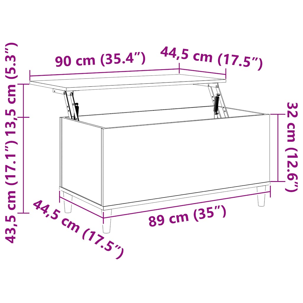 Salontafel 90x44,5x45 cm bewerkt hout zwart