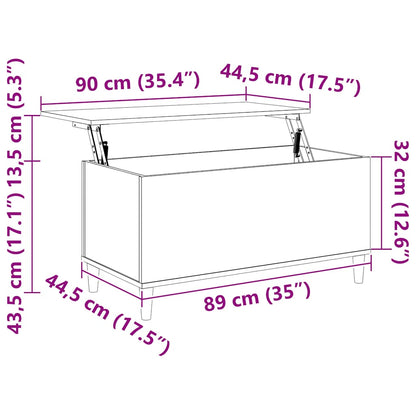 Salontafel 90x44,5x45 cm bewerkt hout zwart