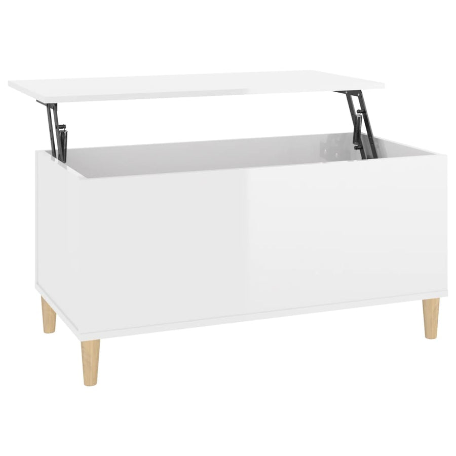 Salontafel 90X44,5X45 Cm Bewerkt Hout 90 x 44.5 x 45 cm Hoogglans wit