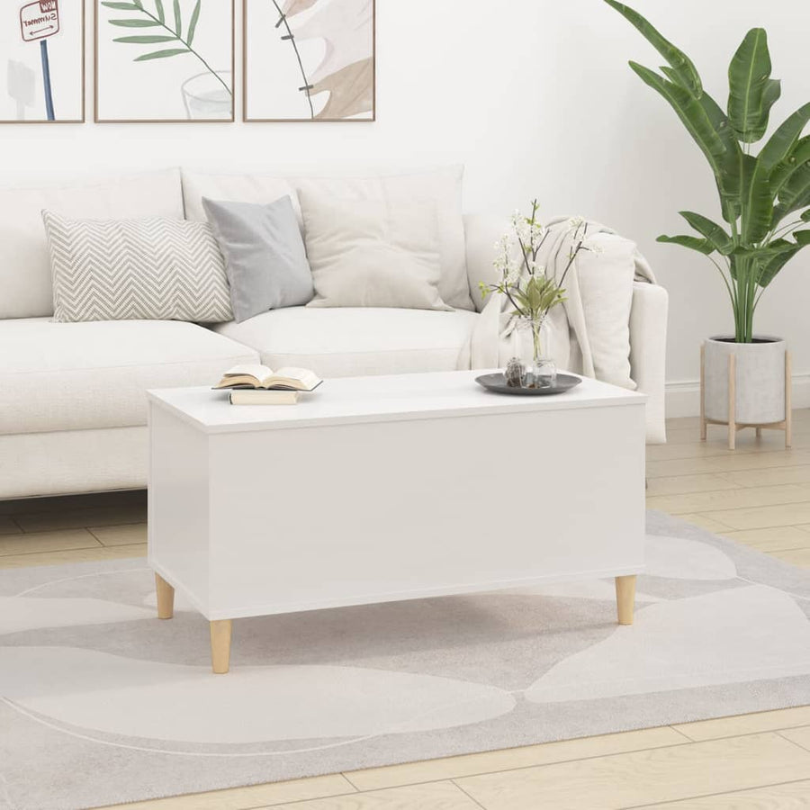 Salontafel 90X44,5X45 Cm Bewerkt Hout 90 x 44.5 x 45 cm Hoogglans wit