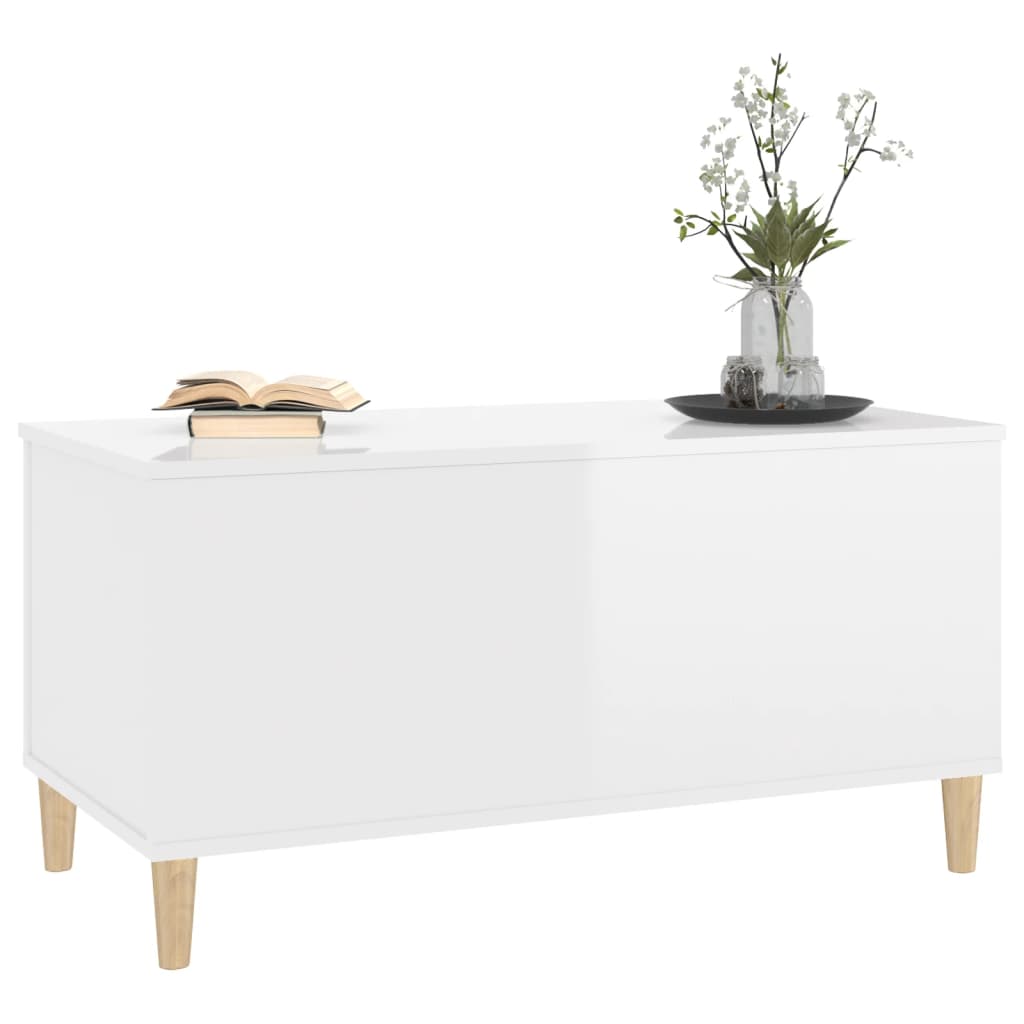 Salontafel 90X44,5X45 Cm Bewerkt Hout 90 x 44.5 x 45 cm Hoogglans wit