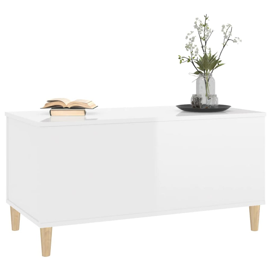 Salontafel 90X44,5X45 Cm Bewerkt Hout 90 x 44.5 x 45 cm Hoogglans wit