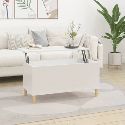Salontafel 90X44,5X45 Cm Bewerkt Hout 90 x 44.5 x 45 cm Hoogglans wit