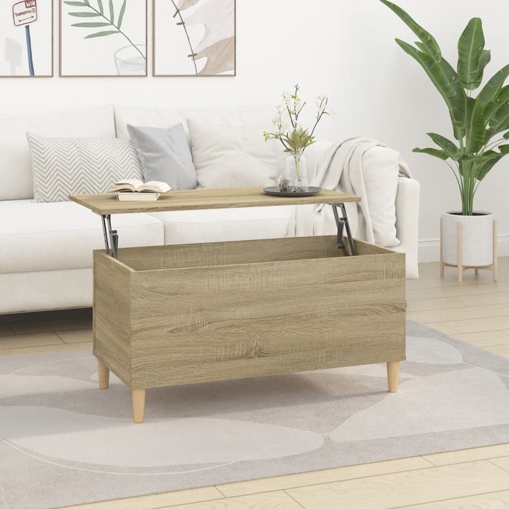 Salontafel 90X44,5X45 Cm Bewerkt Hout Kleurig 90 x 44.5 x 45 cm Sonoma eiken