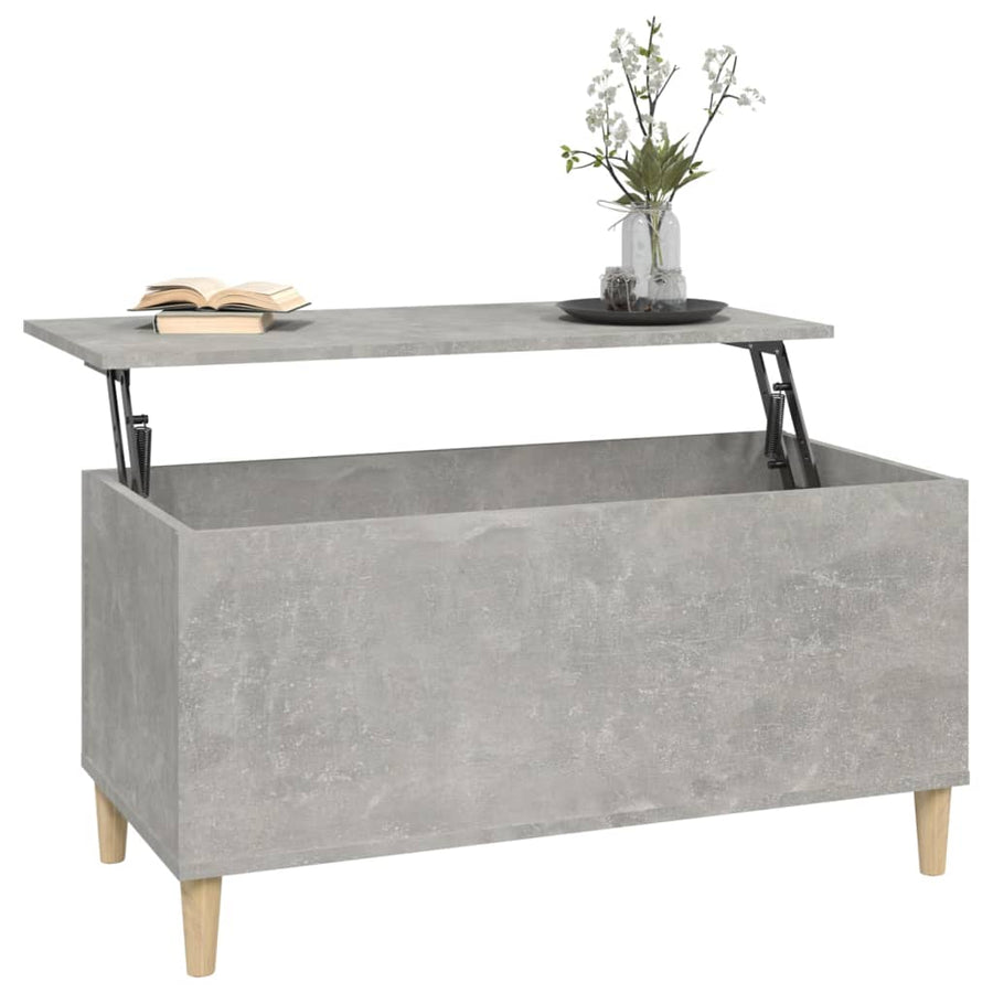Salontafel 90X44,5X45 Cm Bewerkt Hout Betongrijs