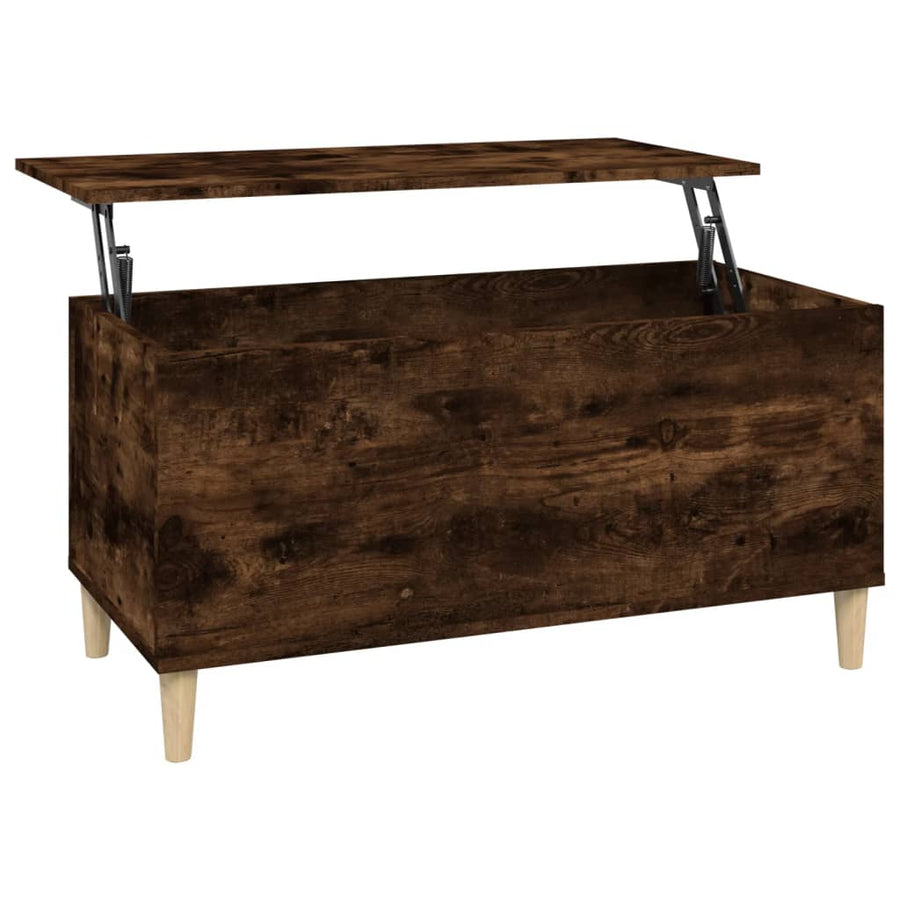 Salontafel 90X44,5X45 Cm Bewerkt Hout Gerookt Eikenkleurig