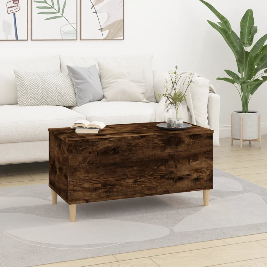 Salontafel 90X44,5X45 Cm Bewerkt Hout Gerookt Eikenkleurig