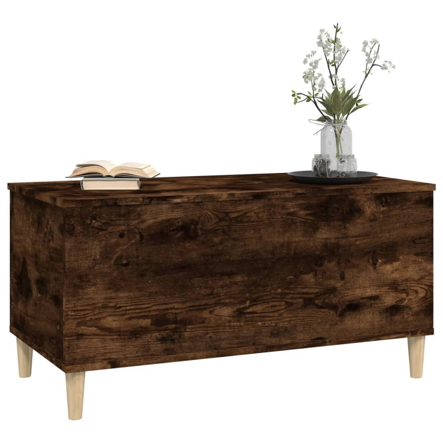Salontafel 90X44,5X45 Cm Bewerkt Hout Gerookt Eikenkleurig