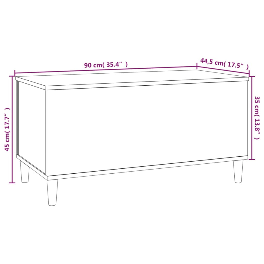 Salontafel 90X44,5X45 Cm Bewerkt Hout Grijs Sonoma Eikenkleurig