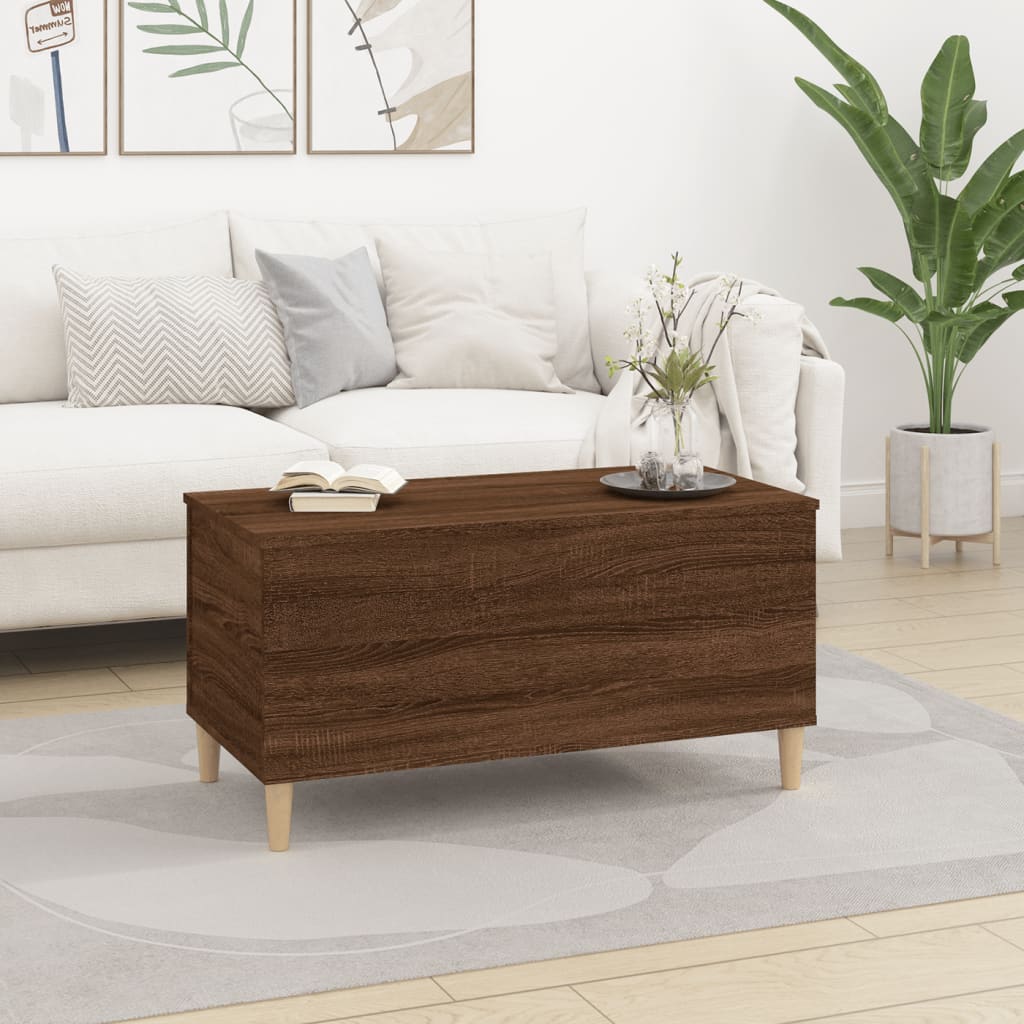 Salontafel 90X44,5X45 Cm Bewerkt Hout Bruin Eikenkleur