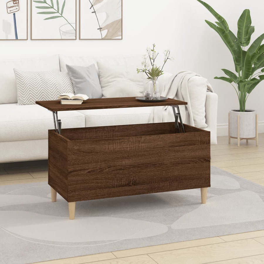 Salontafel 90X44,5X45 Cm Bewerkt Hout Bruin Eikenkleur