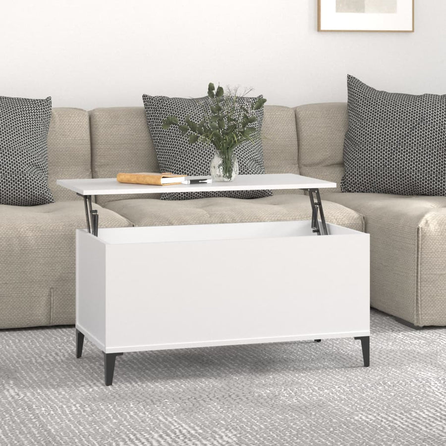 Salontafel 90X44,5X45 Cm Bewerkt Hout 90 x 44.5 x 45 cm Wit