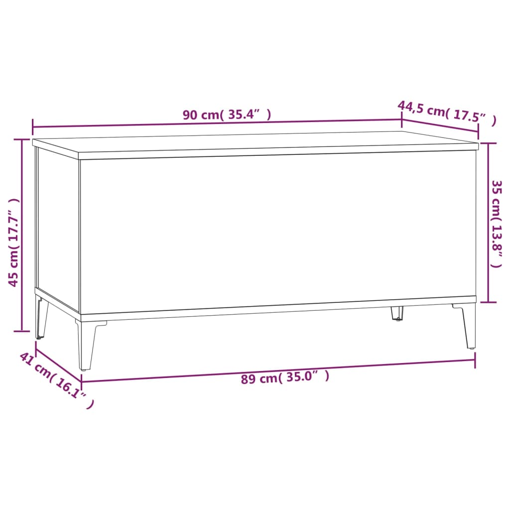 Salontafel 90X44,5X45 Cm Bewerkt Hout 90 x 44.5 x 45 cm Zwart