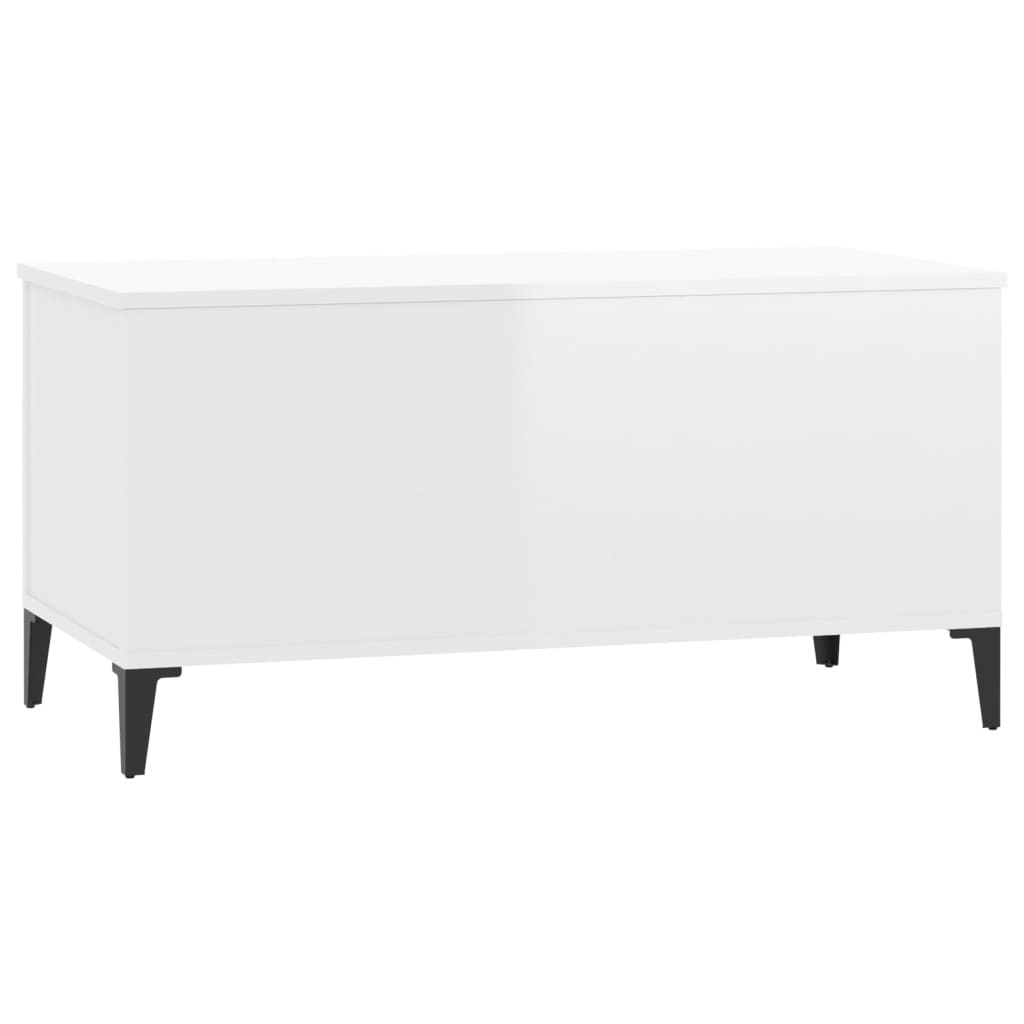 Salontafel 90X44,5X45 Cm Bewerkt Hout Hoogglans Wit