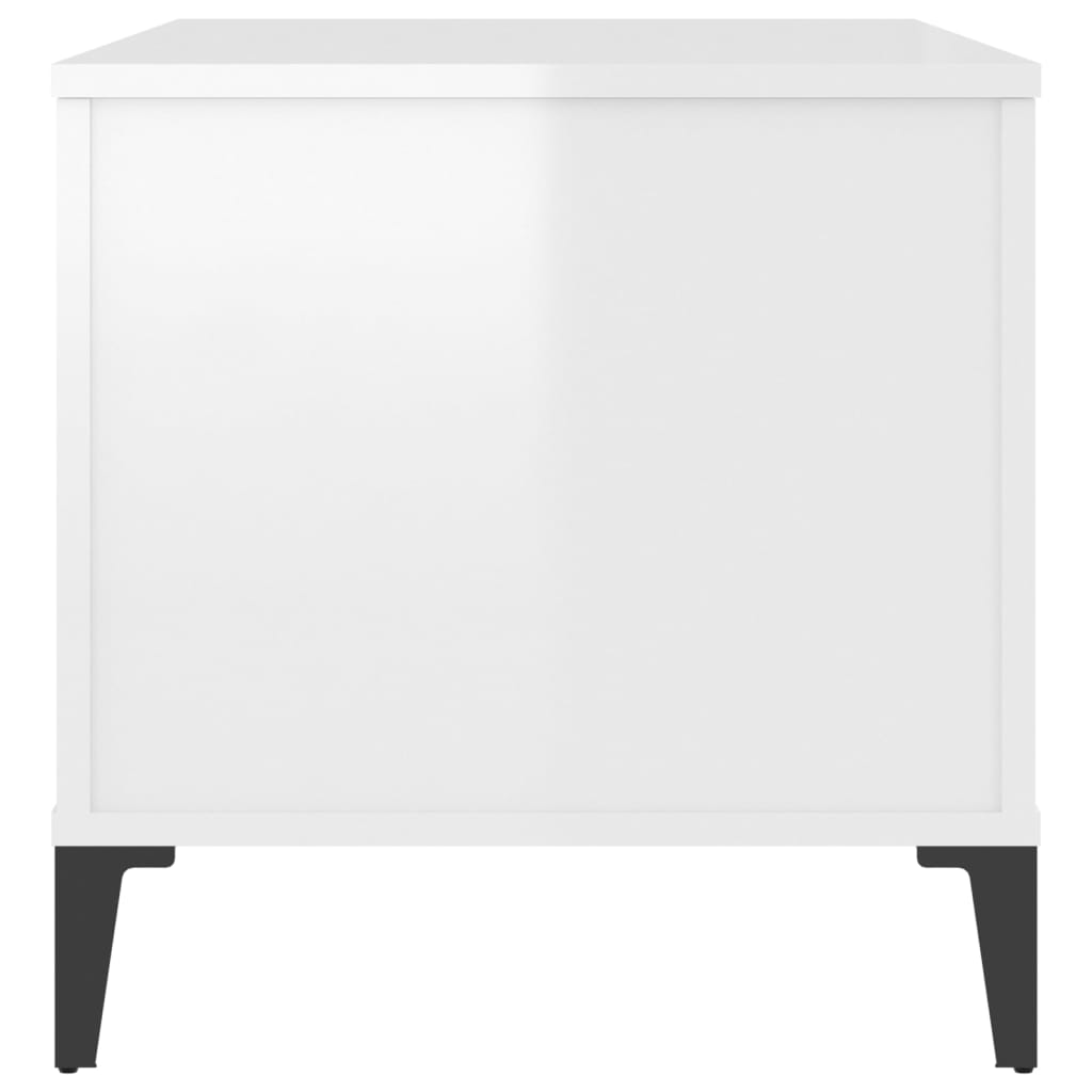 Salontafel 90X44,5X45 Cm Bewerkt Hout Hoogglans Wit