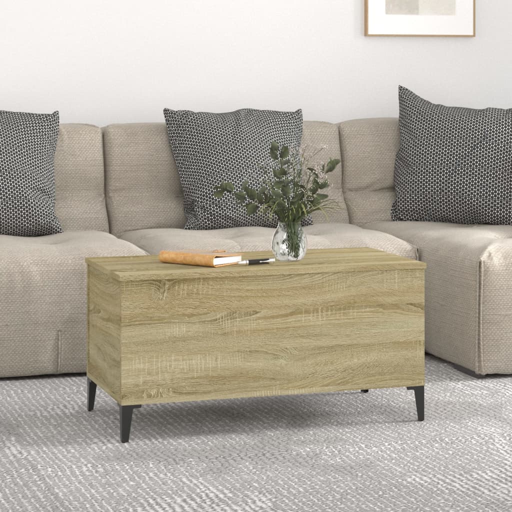 Salontafel 90X44,5X45 Cm Bewerkt Hout Sonoma Eikenkleurig