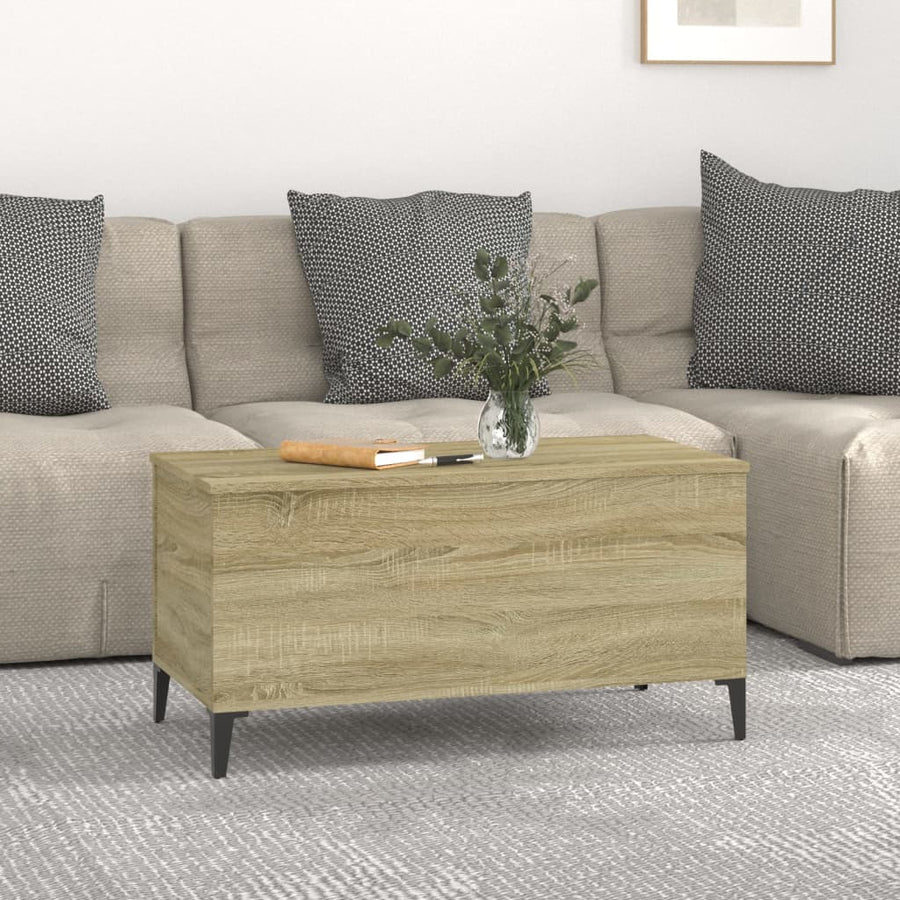 Salontafel 90X44,5X45 Cm Bewerkt Hout Sonoma Eikenkleurig