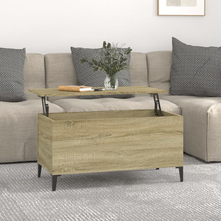 Salontafel 90X44,5X45 Cm Bewerkt Hout Sonoma Eikenkleurig