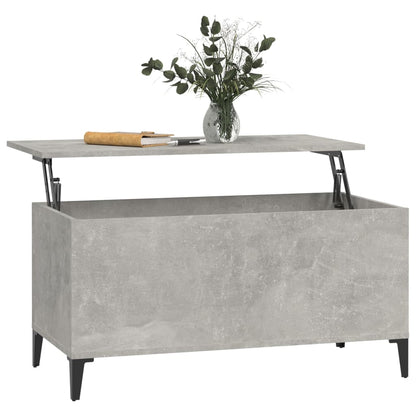 Salontafel 90X44,5X45 Cm Bewerkt Hout Betongrijs