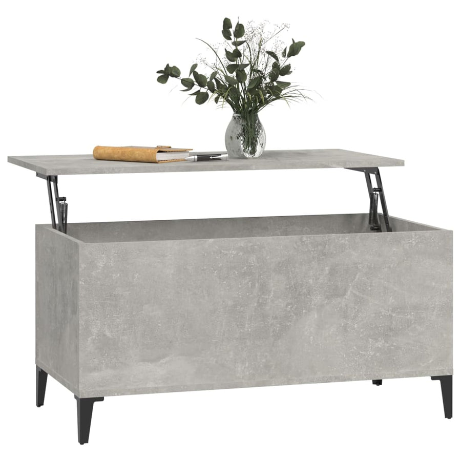 Salontafel 90X44,5X45 Cm Bewerkt Hout Betongrijs
