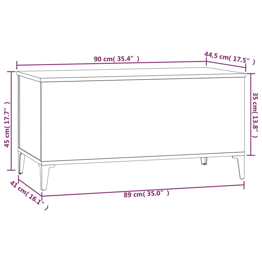 Salontafel 90X44,5X45 Cm Bewerkt Hout Betongrijs