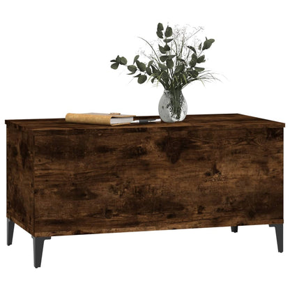 Salontafel 90X44,5X45 Cm Bewerkt Hout Gerookt Eikenkleurig