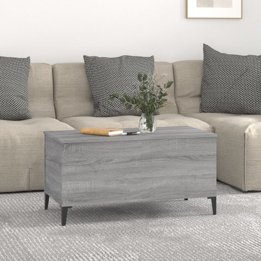 Salontafel 90X44,5X45 Cm Bewerkt Hout Eikenkleurig 90 x 44.5 x 45 cm Grijs sonoma