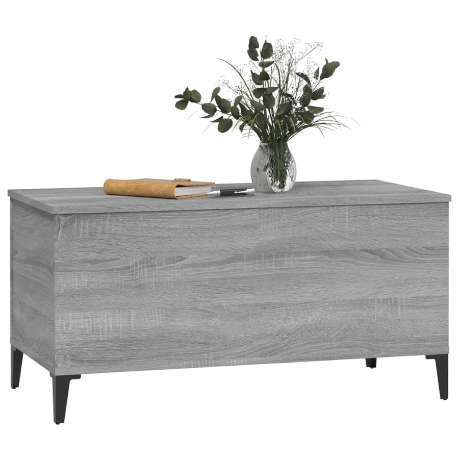 Salontafel 90X44,5X45 Cm Bewerkt Hout Eikenkleurig 90 x 44.5 x 45 cm Grijs sonoma