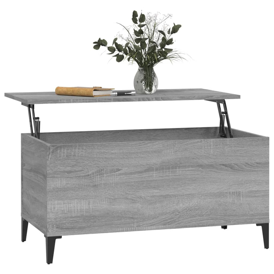 Salontafel 90X44,5X45 Cm Bewerkt Hout Eikenkleurig 90 x 44.5 x 45 cm Grijs sonoma