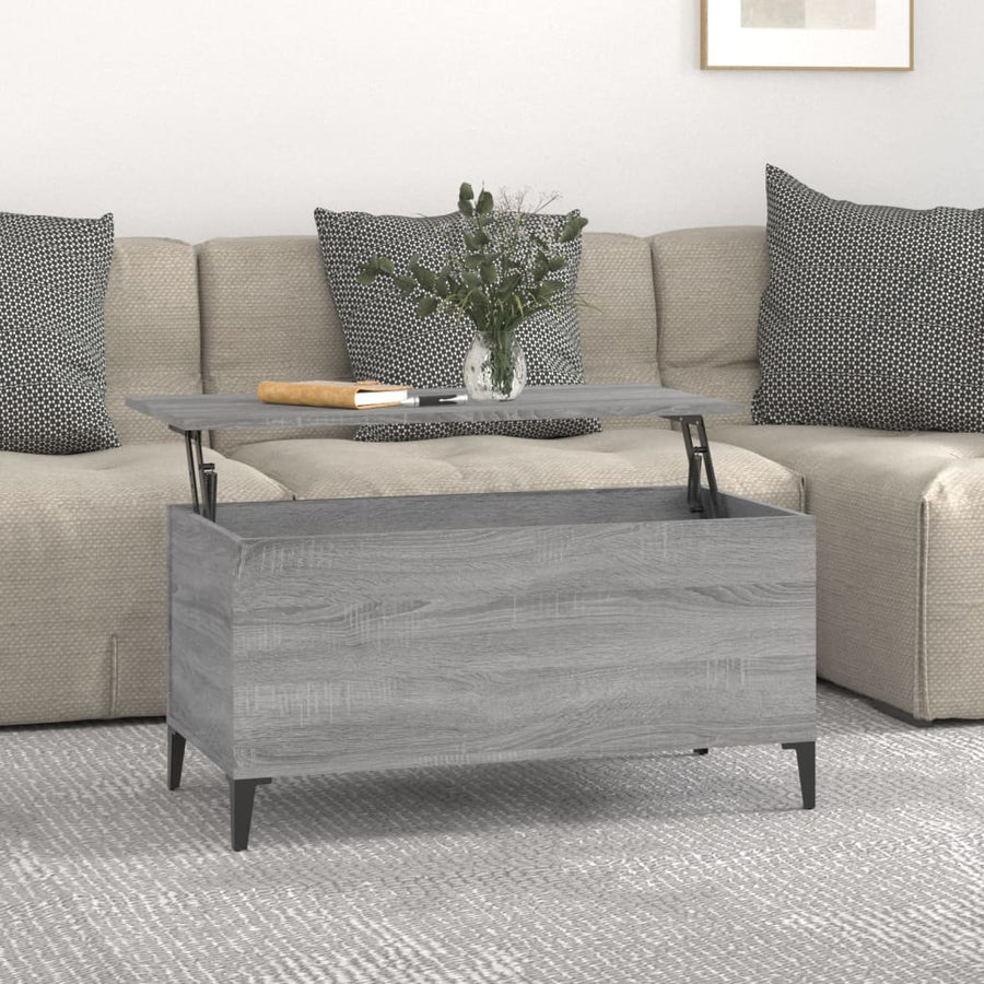 Salontafel 90X44,5X45 Cm Bewerkt Hout Eikenkleurig 90 x 44.5 x 45 cm Grijs sonoma