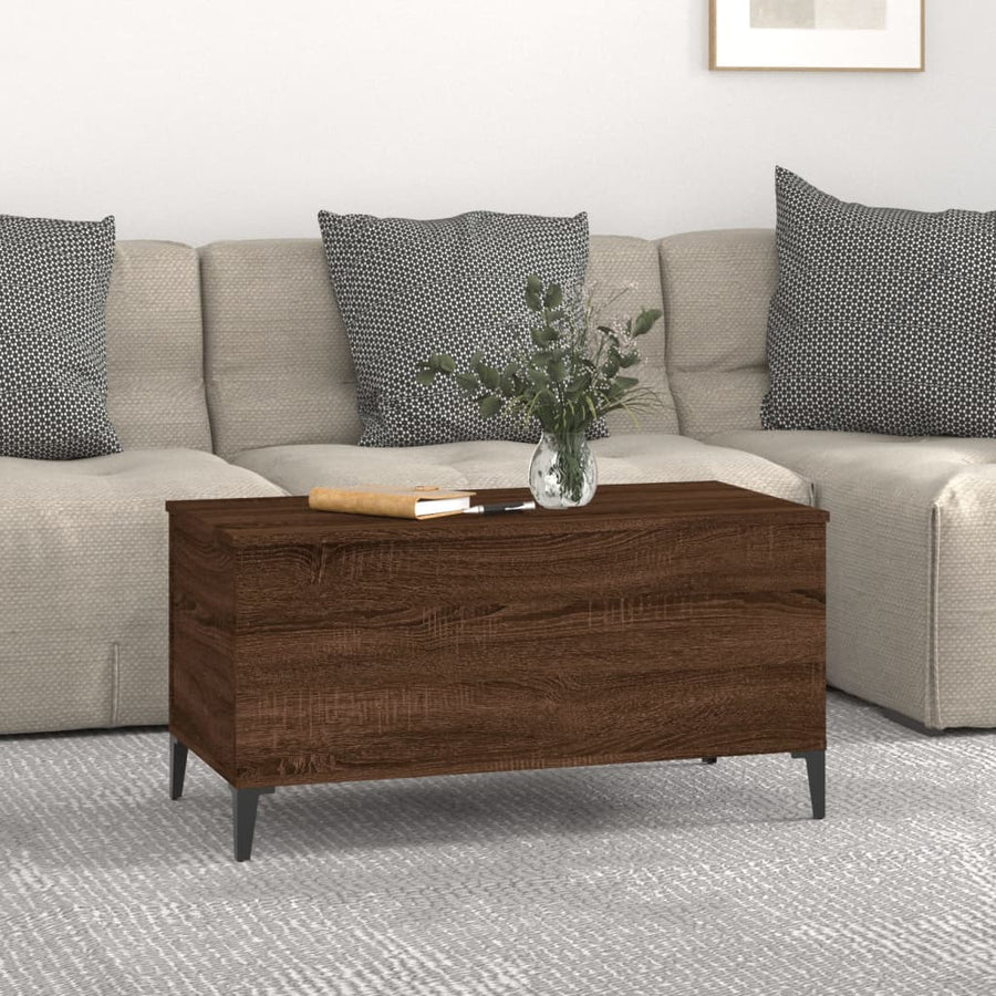 Salontafel 90X44,5X45 Cm Bewerkt Hout 90 x 44.5 x 45 cm bruin eikenkleur